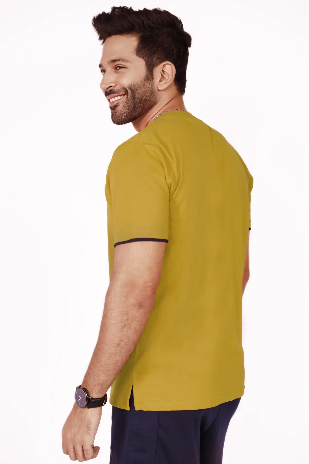 Ocher Brown Mock Neckline T-Shirt - S22 - MT0185R