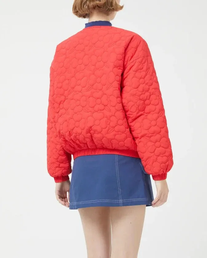 Padded Bomber Jacket With Flowers