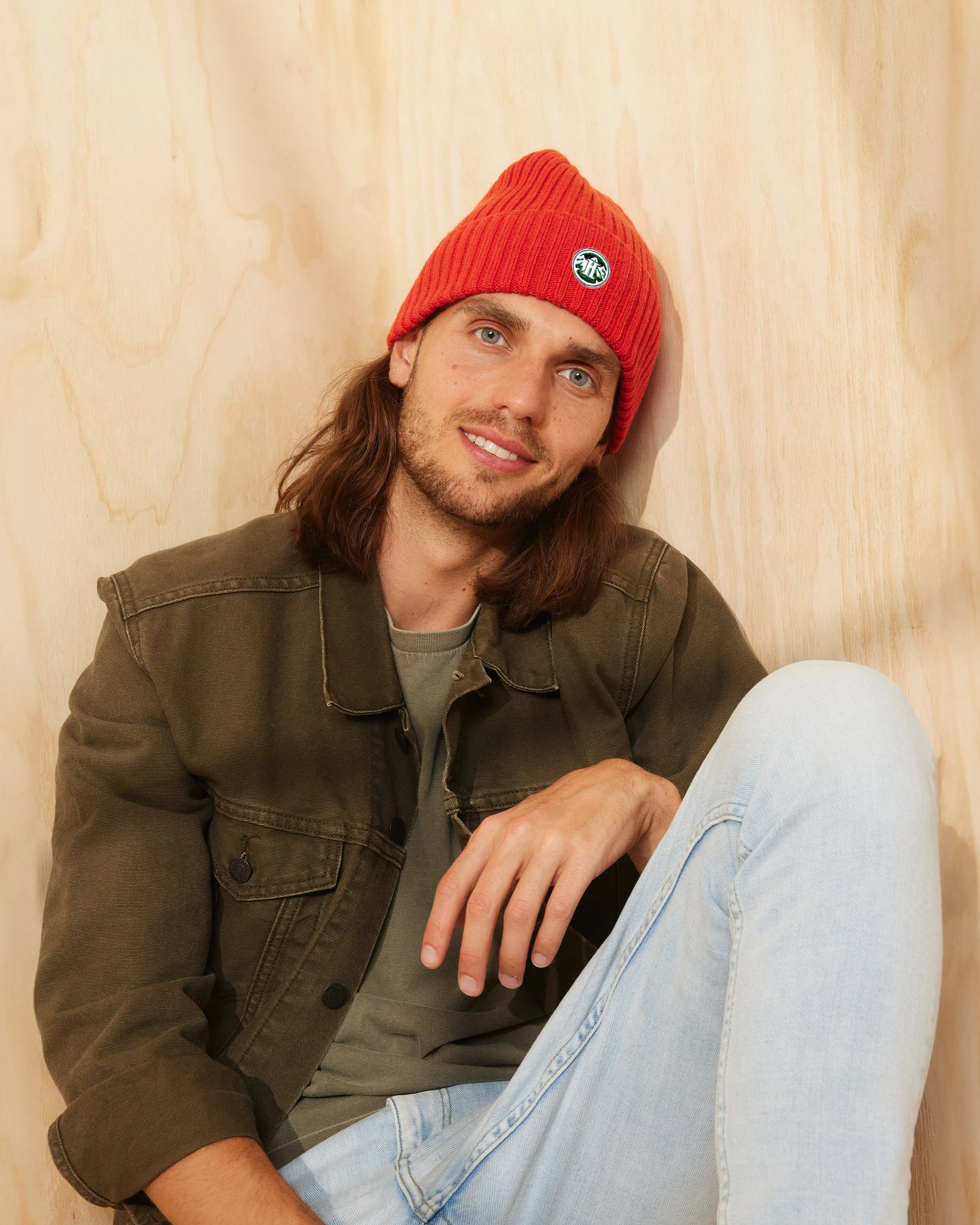 Peak Cashmere Beanie in Flame