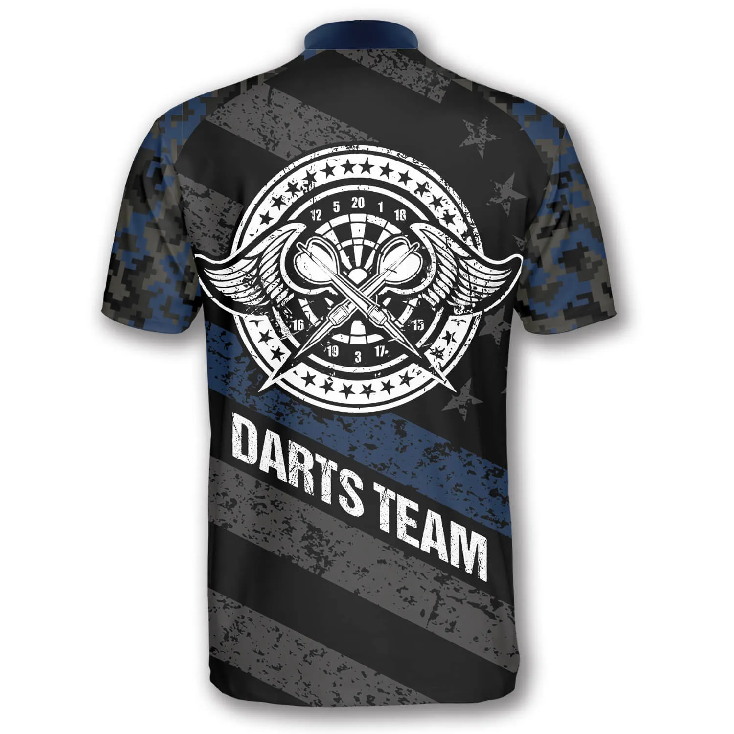 Personalized Passionate Blue Camo Custom Darts Jerseys for Men