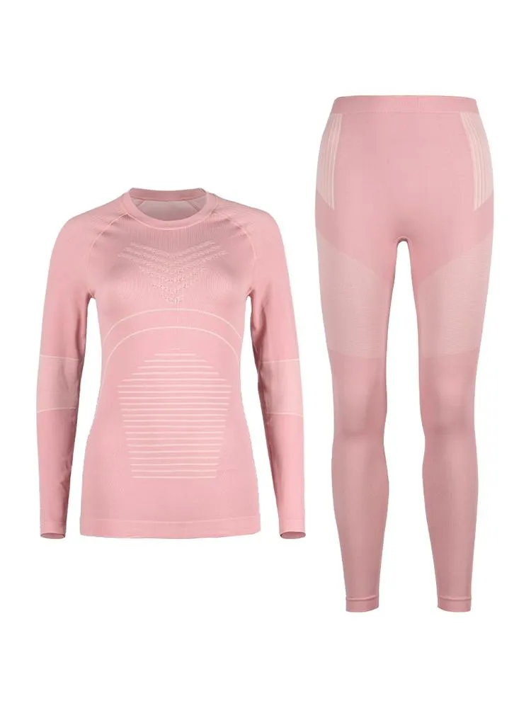 Pink underwear women's ski equipment quick-drying wicking function underwear set