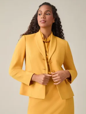 Plus Shawl-Collar Three-Button Jacket, Gold Signature