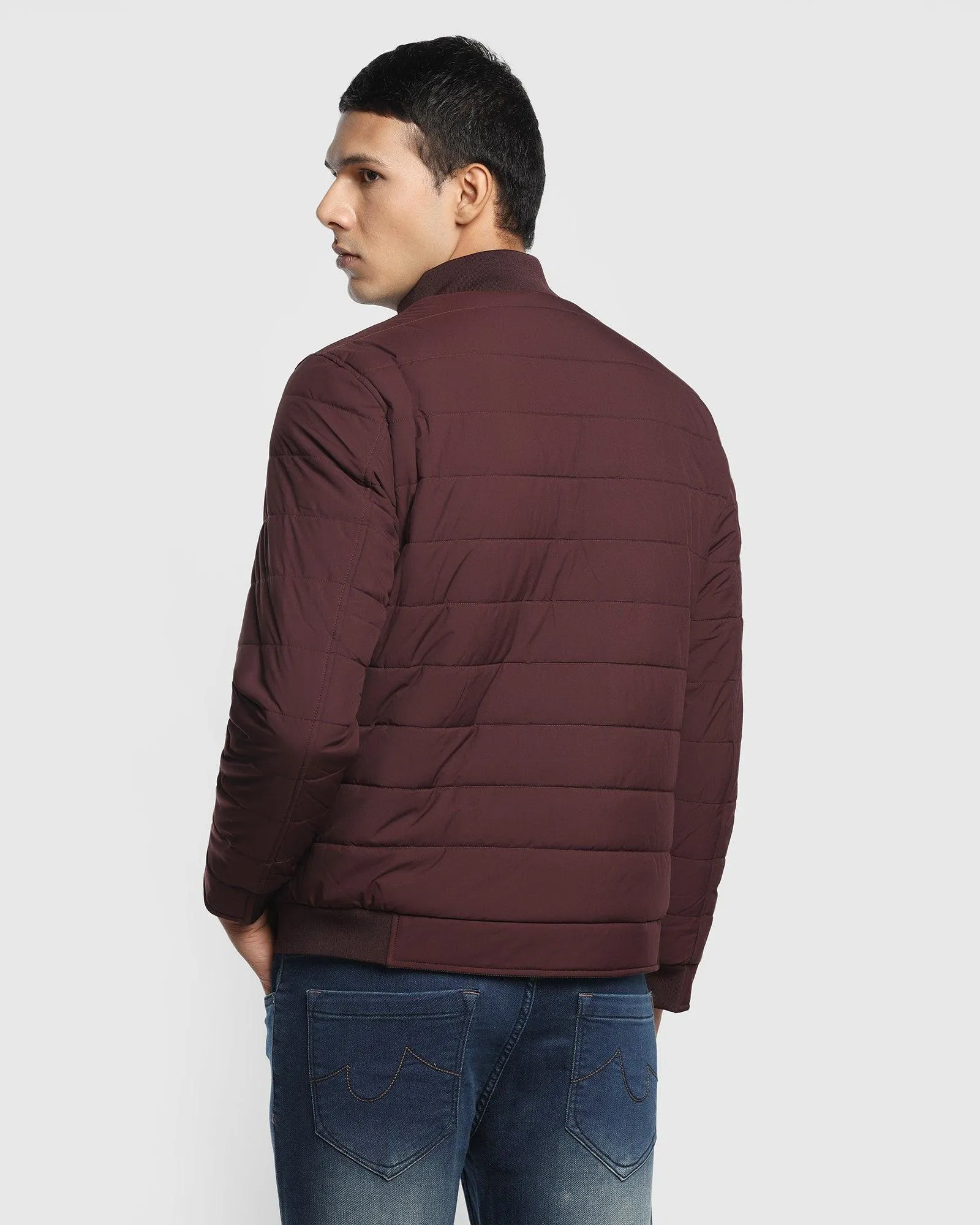 Reversible Wine Solid Zipper Jacket - Vietro