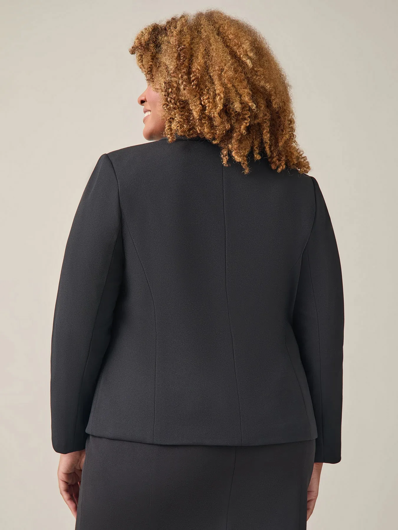 Shawl-Collar Three-Button Jacket, Black