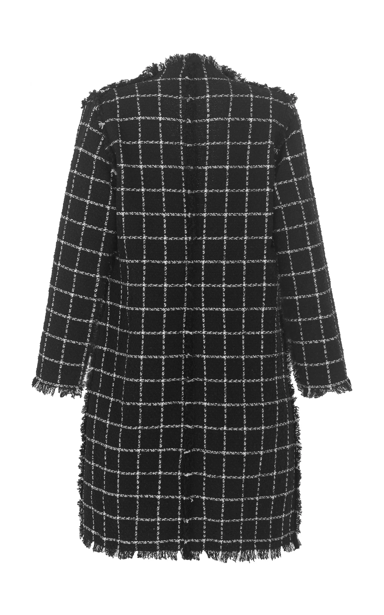 she is love black check wool coat