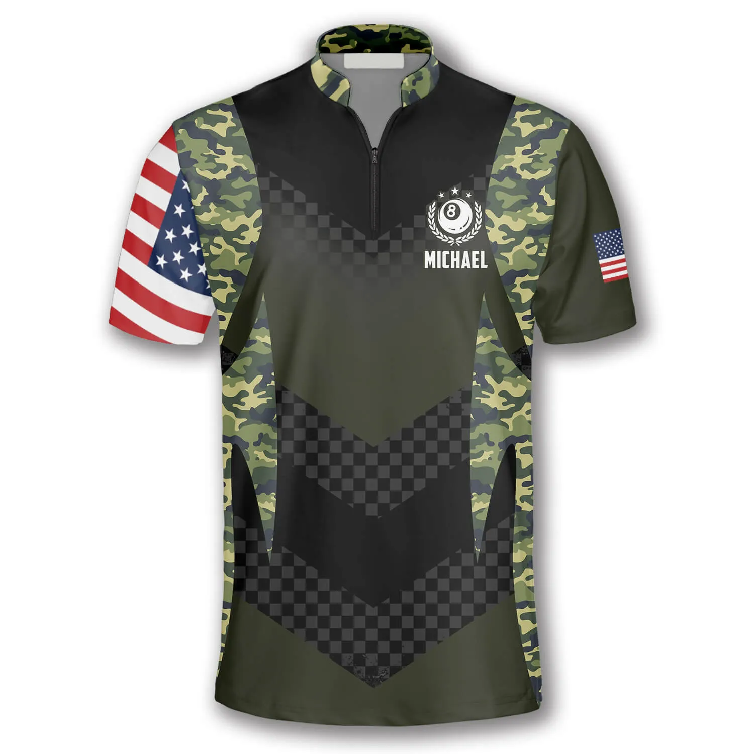 Skull Camouflage Flag Custom Billiard Jerseys for Men, 3D All Over Print Billiard Team Shirt