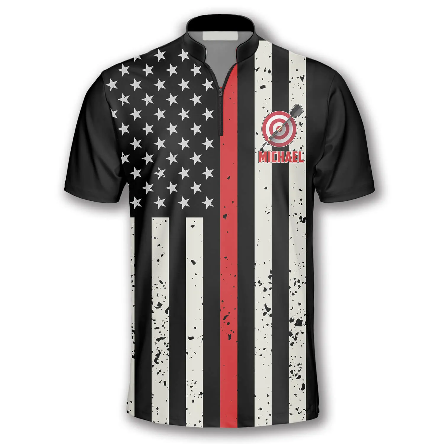 Skull Flag Red Line Custom Darts Jerseys for Men, 3D All Over Print Shirt for Dart Player