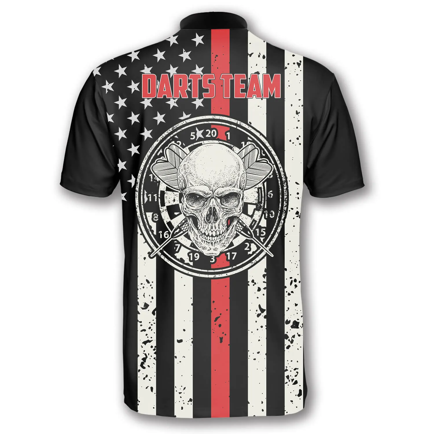 Skull Flag Red Line Custom Darts Jerseys for Men, 3D All Over Print Shirt for Dart Player