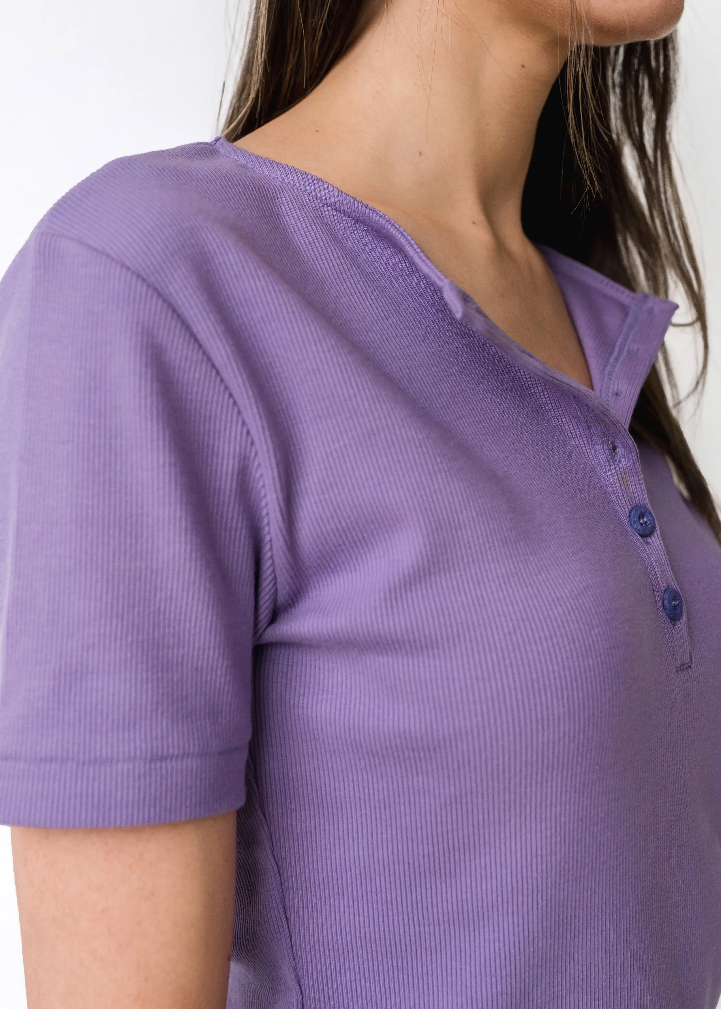 The Rib Henley Shirt in Lavender