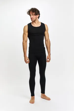 Thermal Underwear Mens Pure Merino Wool Tank Black