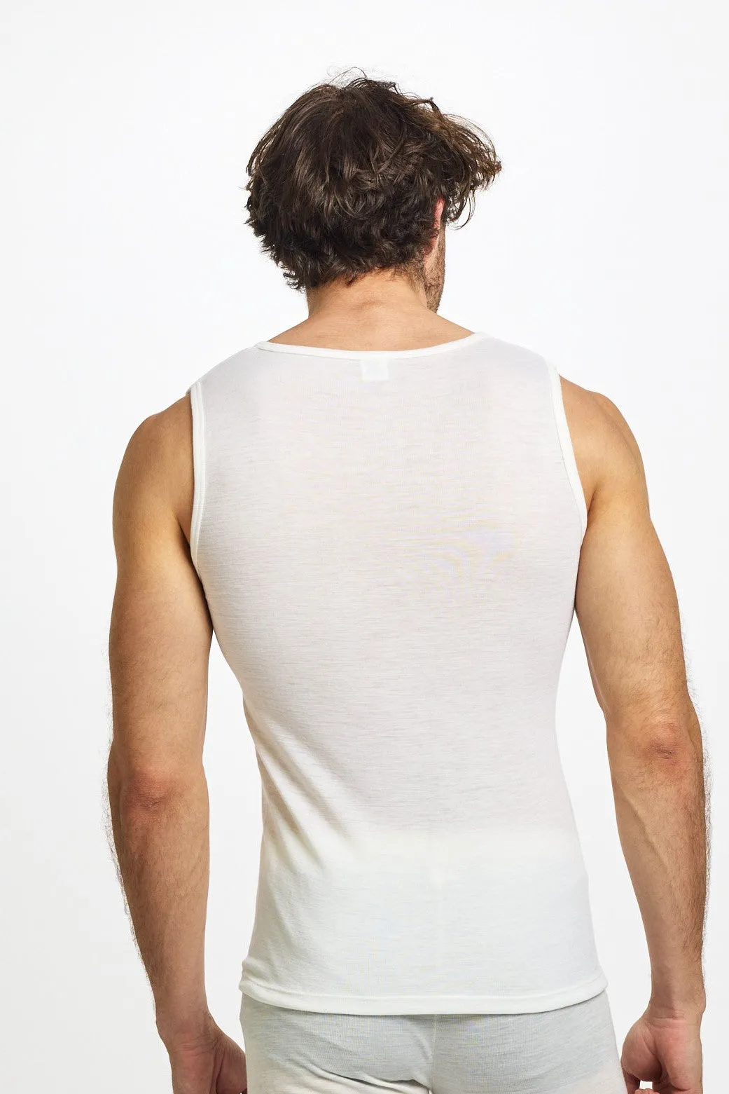 Thermal Underwear Mens Pure Merino Wool Tank - Ivory