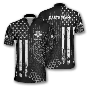 Us Flag Hive Pattern Custom Darts Jerseys for Men, Gift for Dart Lovers