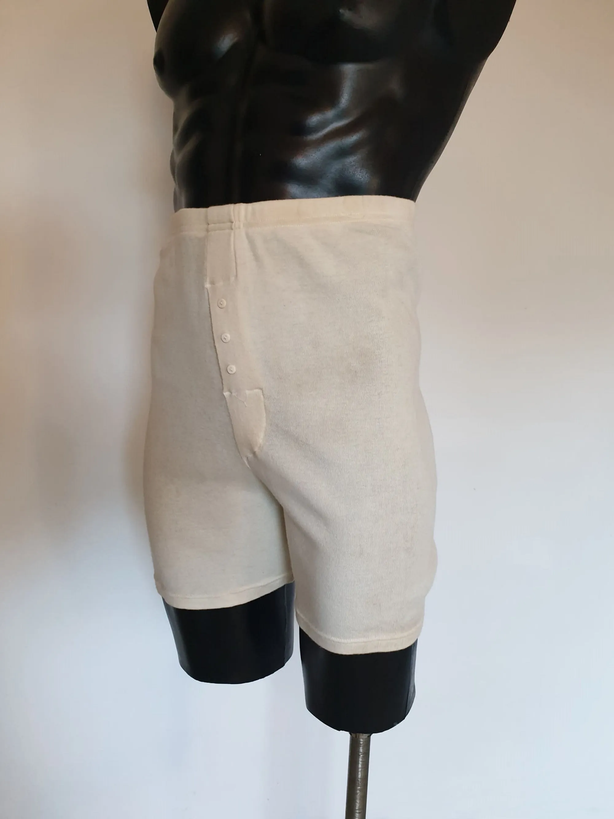 Vintage Style Cream Wool Boxer Shorts - Thermal Underpants - S