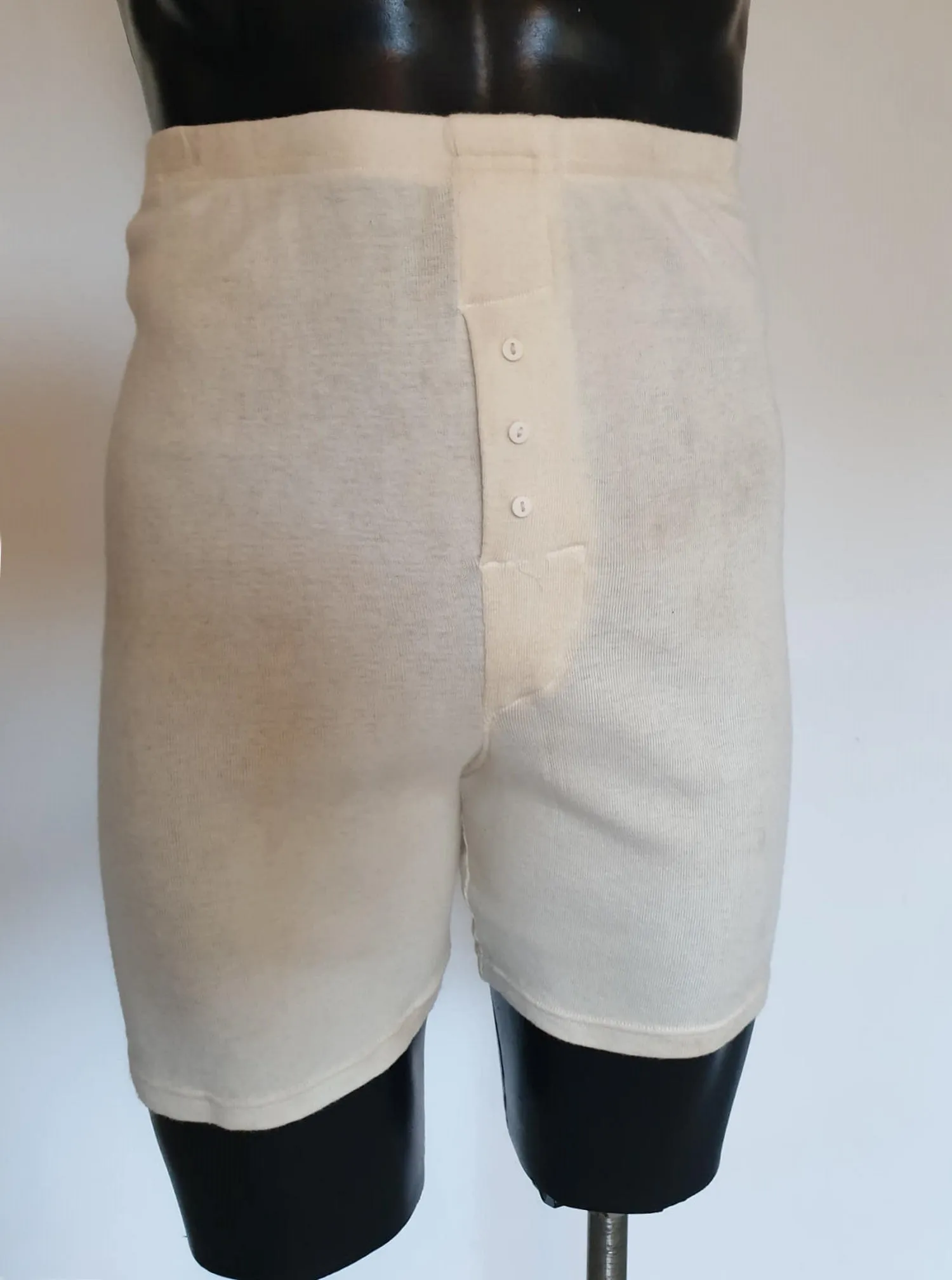 Vintage Style Cream Wool Boxer Shorts - Thermal Underpants - S