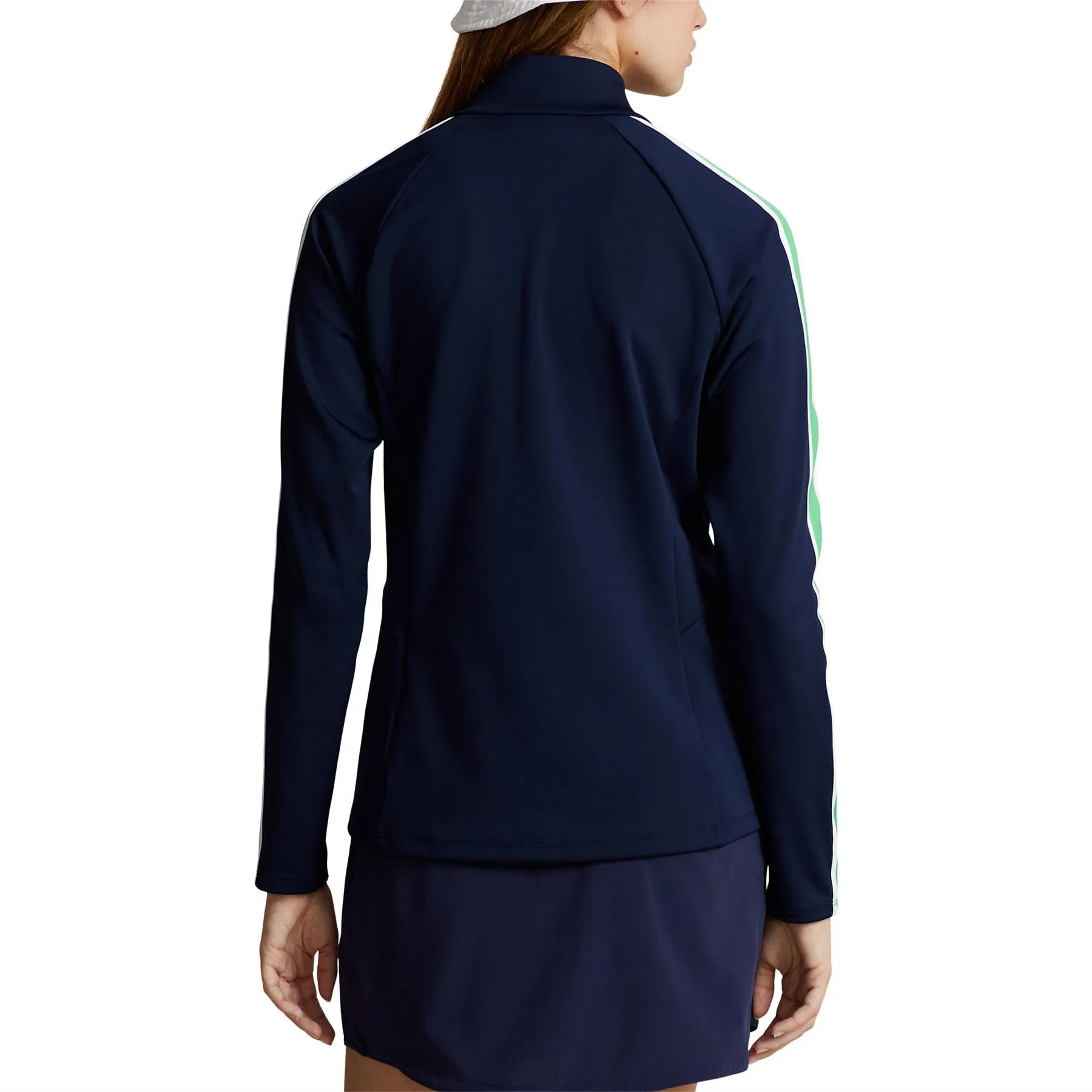 Womens Interlock Mockneck Zip Mid Refined Navy/Course Green/Ceramic White - SS24