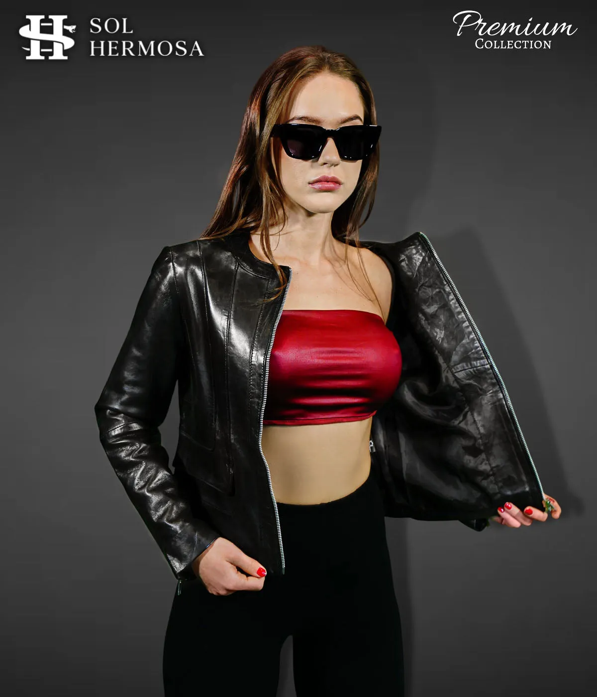 Women's Leather Bomber Jacket - Dione