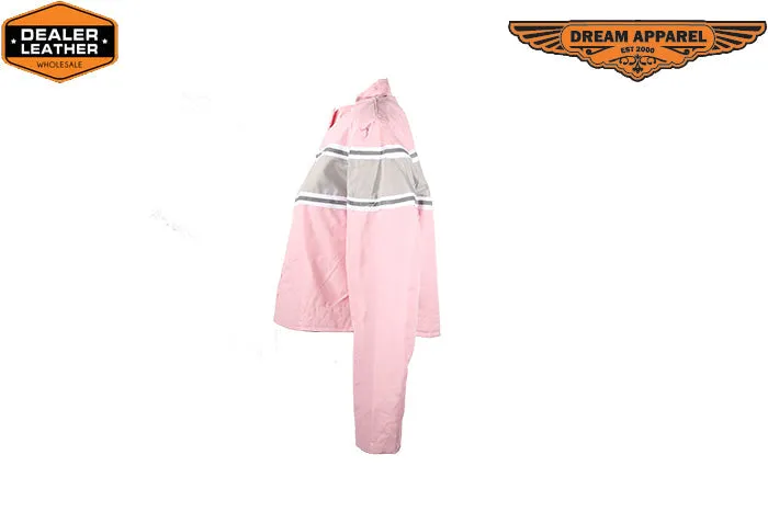 Women's Light Pink Lightweight Racer Style Textile Jacket W/ Thick White Stripe